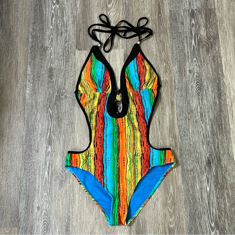 COOGI Multicolor Striped One Piece Swimsuit